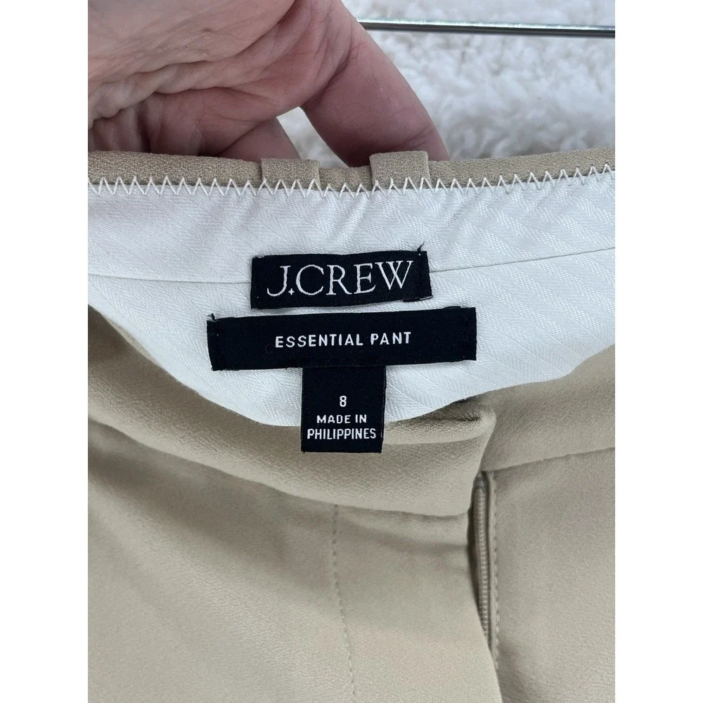 J Crew Essential Pant In City Crepe Women's Size 8 Beige Tapered Academia Career